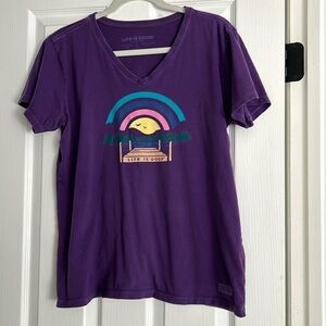 Purple LIFE IS GOOD Women’s Crusher Tee Shirt Size Large